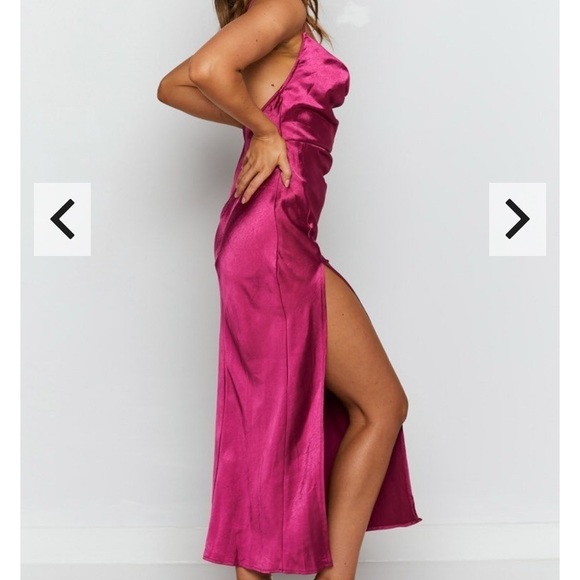 LIONESS Walk The Line Midi Dress Magenta - Picture 6 of 12